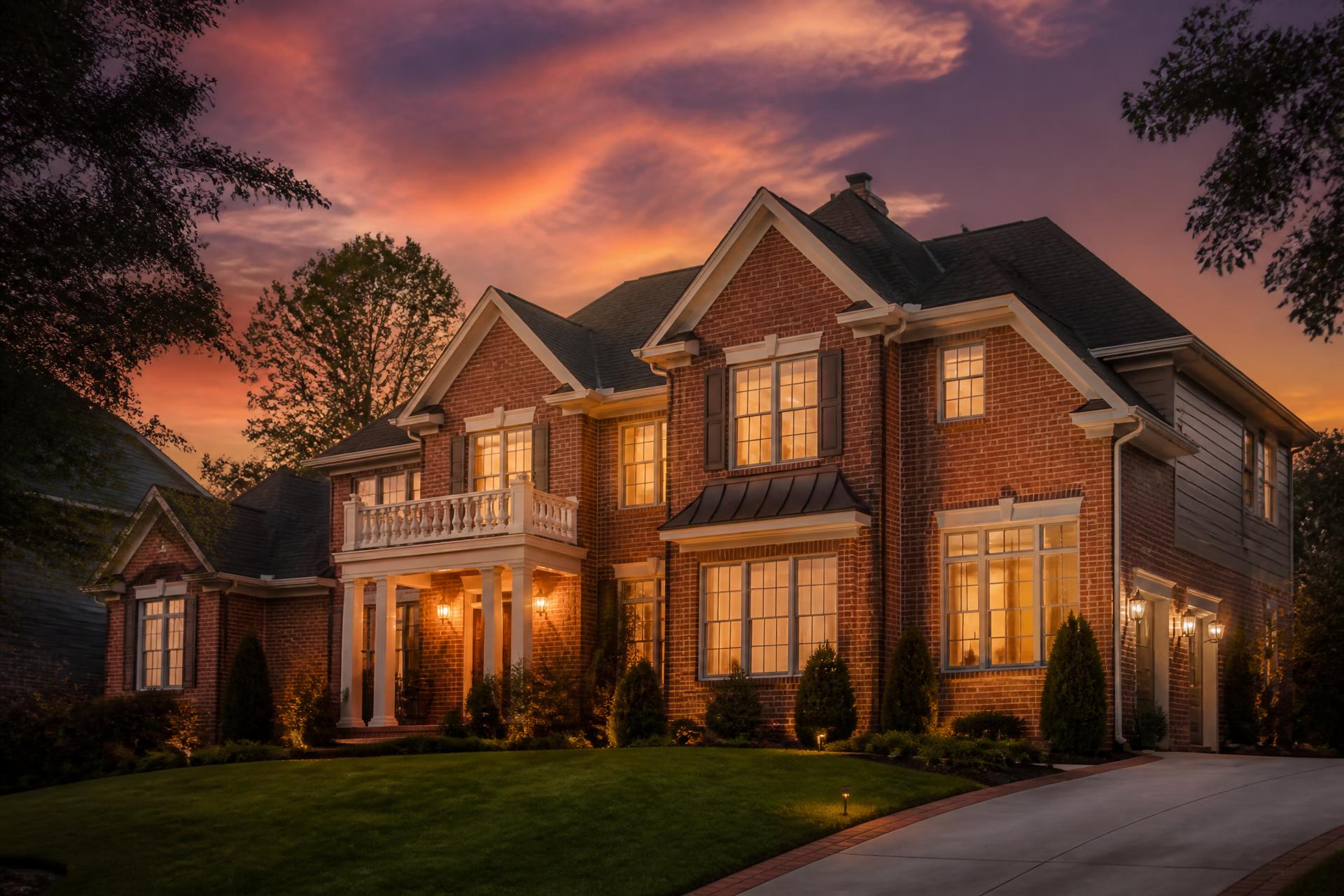 Luxury redeveloped Virginia home at golden hour